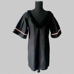 Maryley Black Ruffles Sundress Coverup Dress Made in Italy